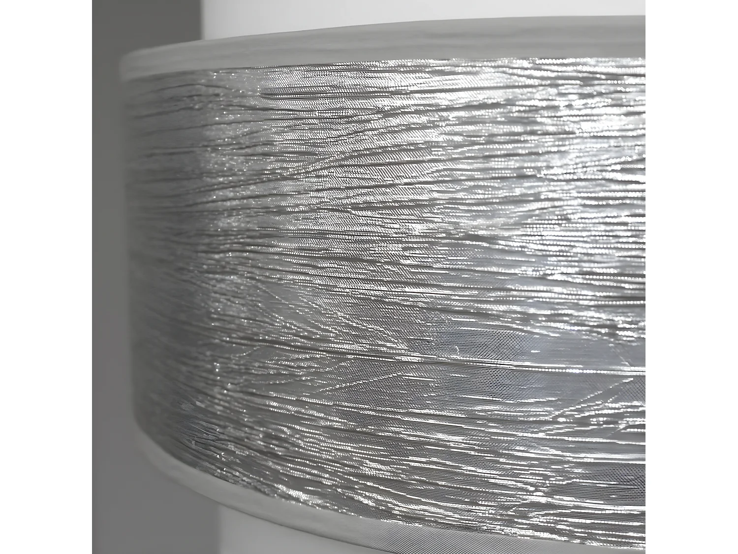 Menida hanglamp met witte linnen kap en zilveren streep 1xE27 ø40cm