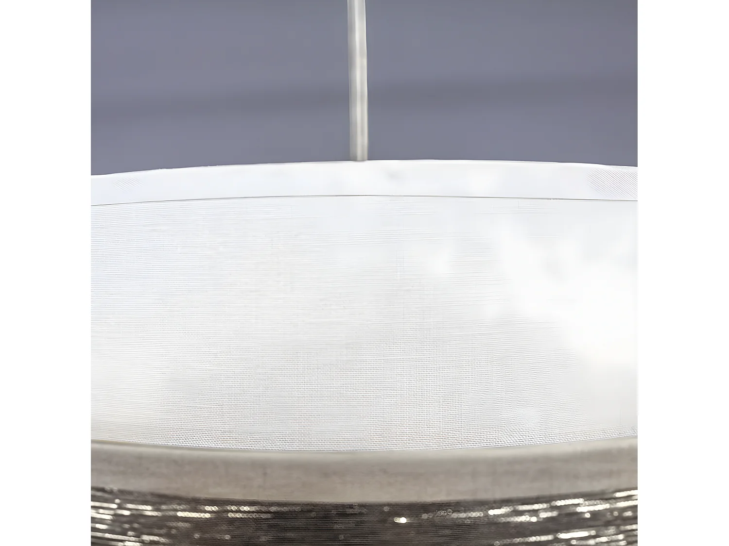 Menida hanglamp met witte linnen kap en zilveren streep 1xE27 ø40cm