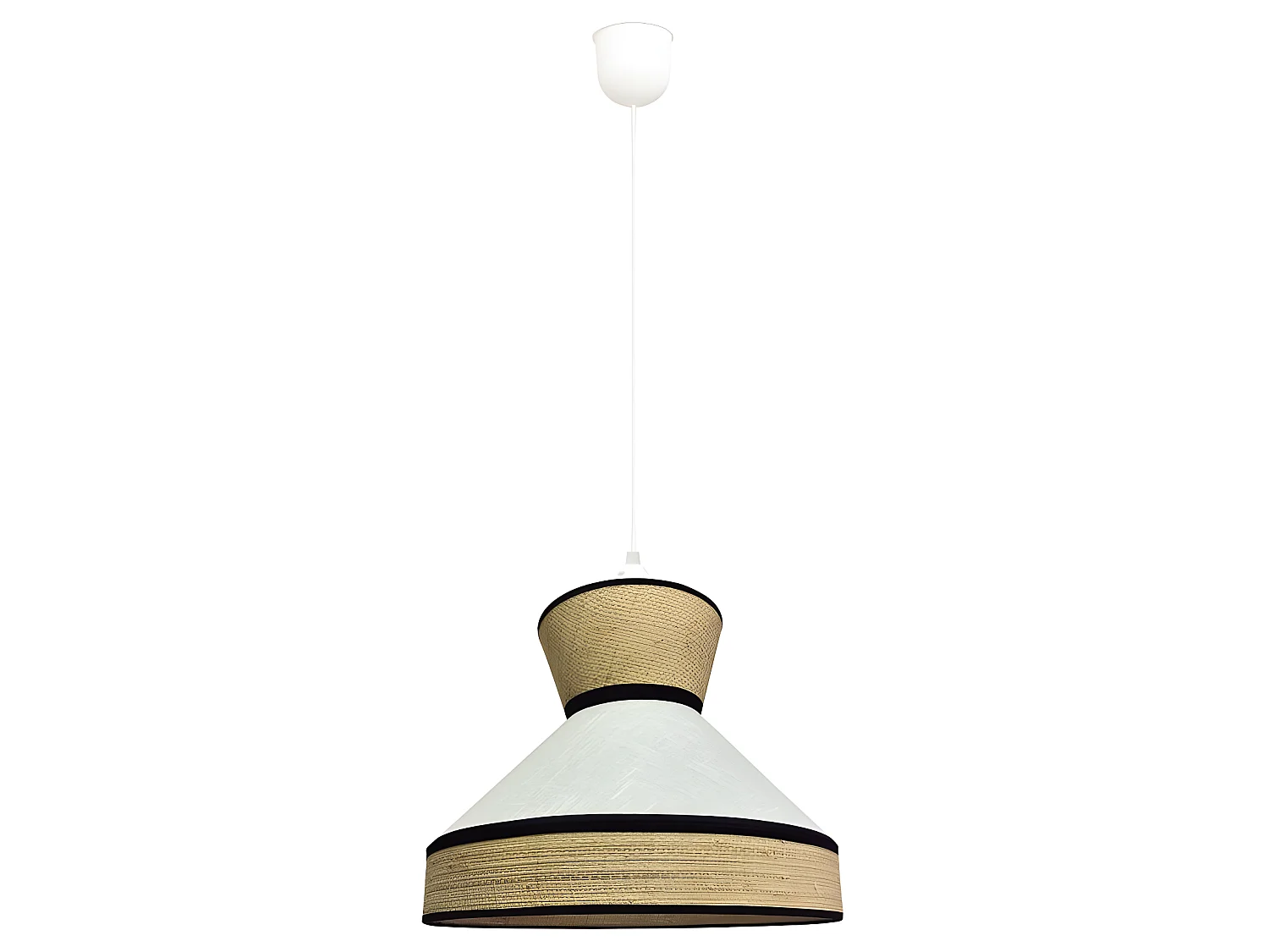 Suspension Sifonte avec abat-jour en lin blanc et rayures en rotin 1xE27 ø40cm