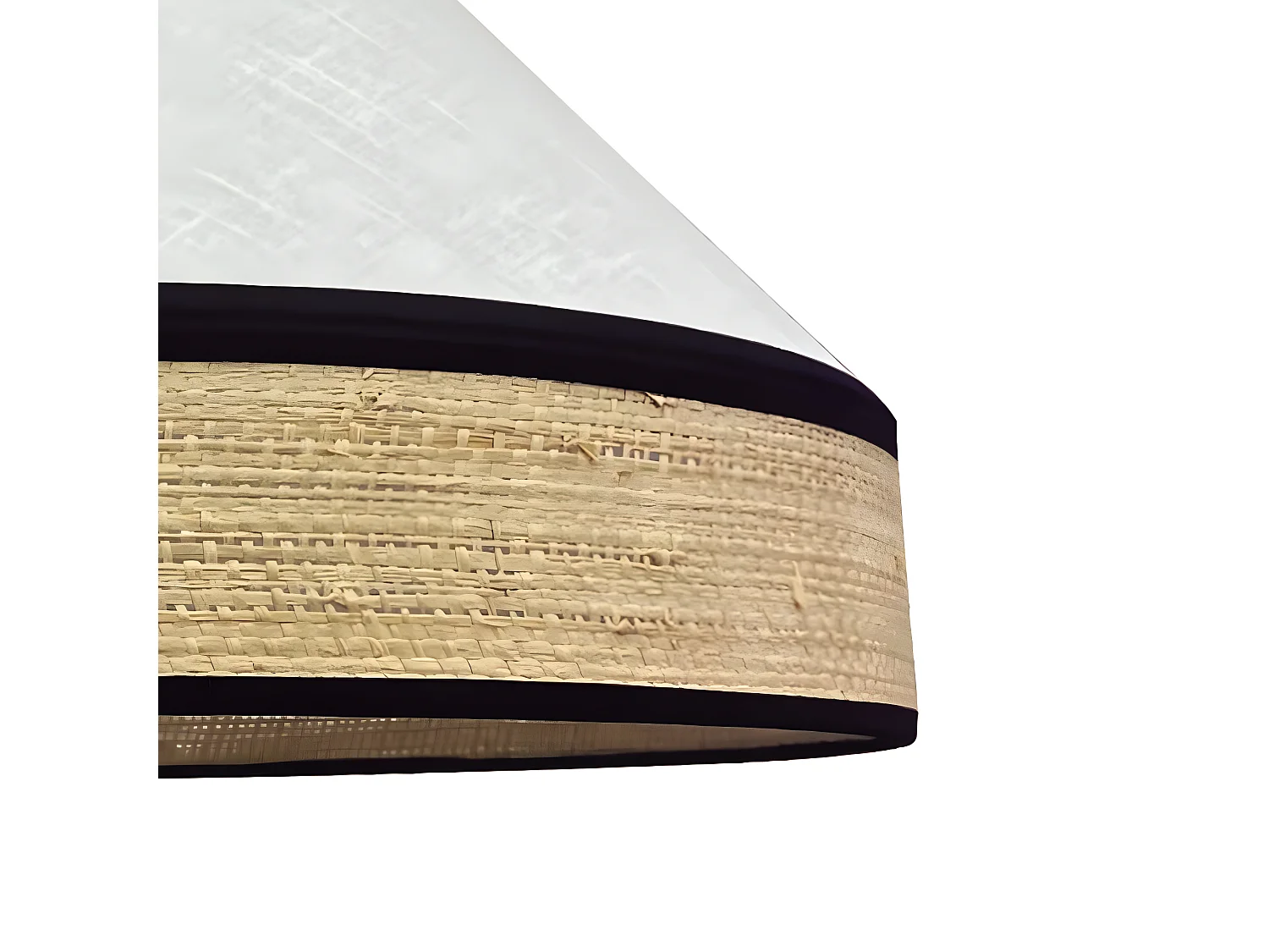 Suspension Sifonte avec abat-jour en lin blanc et rayures en rotin 1xE27 ø40cm