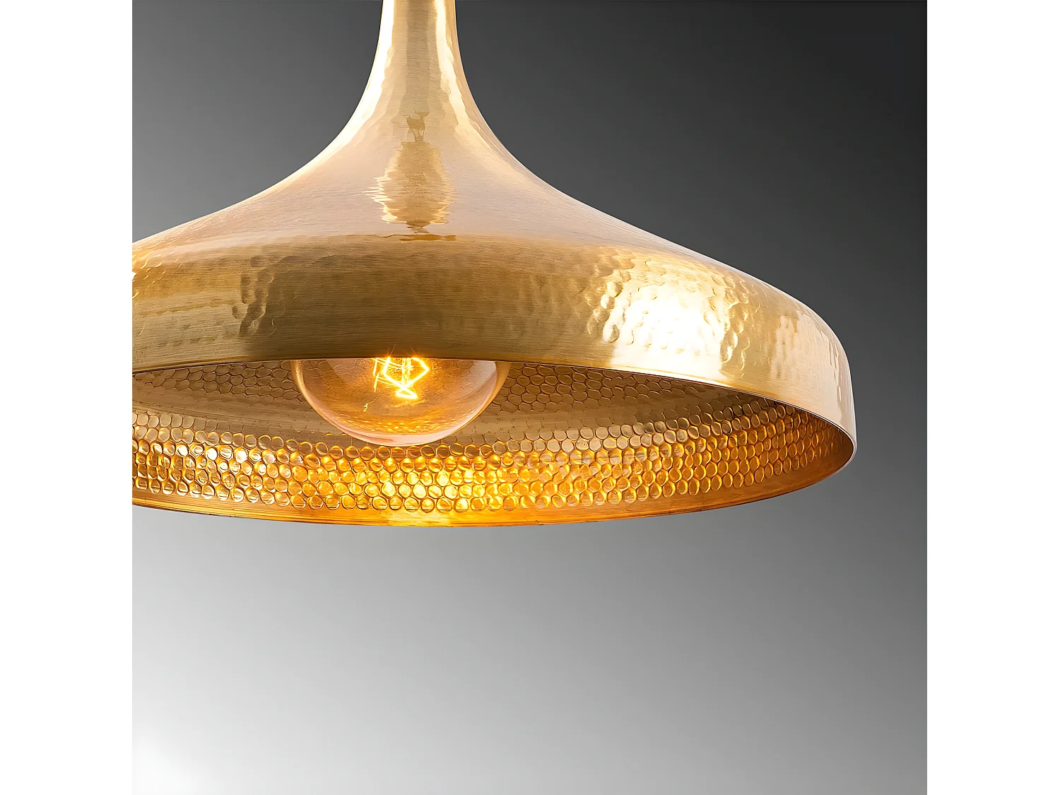 Retro - Vintage Pendelleuchte Asney aus goldfarbenem Metall 1xE27 ø36cm