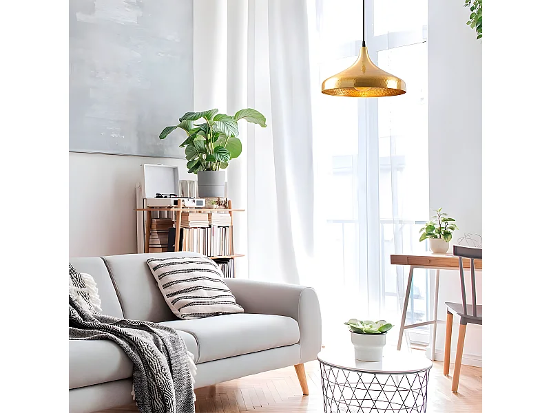 Suspension rétro vintage en métal doré Asney 1xE27 ø36cm