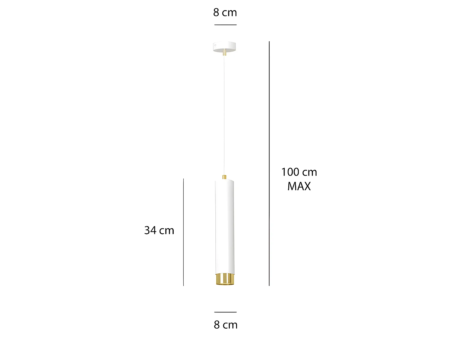 Suspension moderne Mura avec abat-jour cylindrique blanc et doré 1xGU10 ø8cm