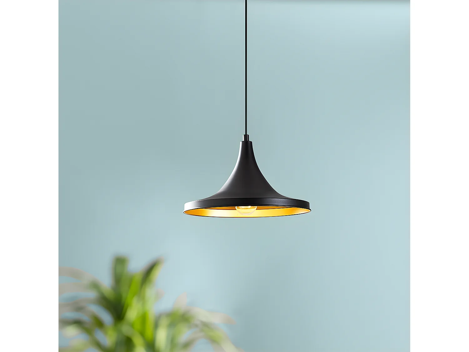 Lámpara de techo Harvey con pantalla en forma de campana negra 1xE27 ø30cm