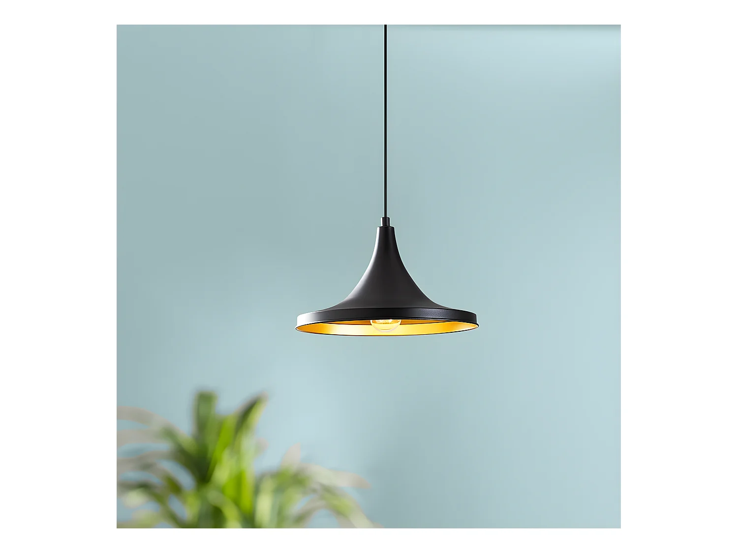 Plafonnier Harvey avec abat-jour cloche noir 1xE27 ø30cm