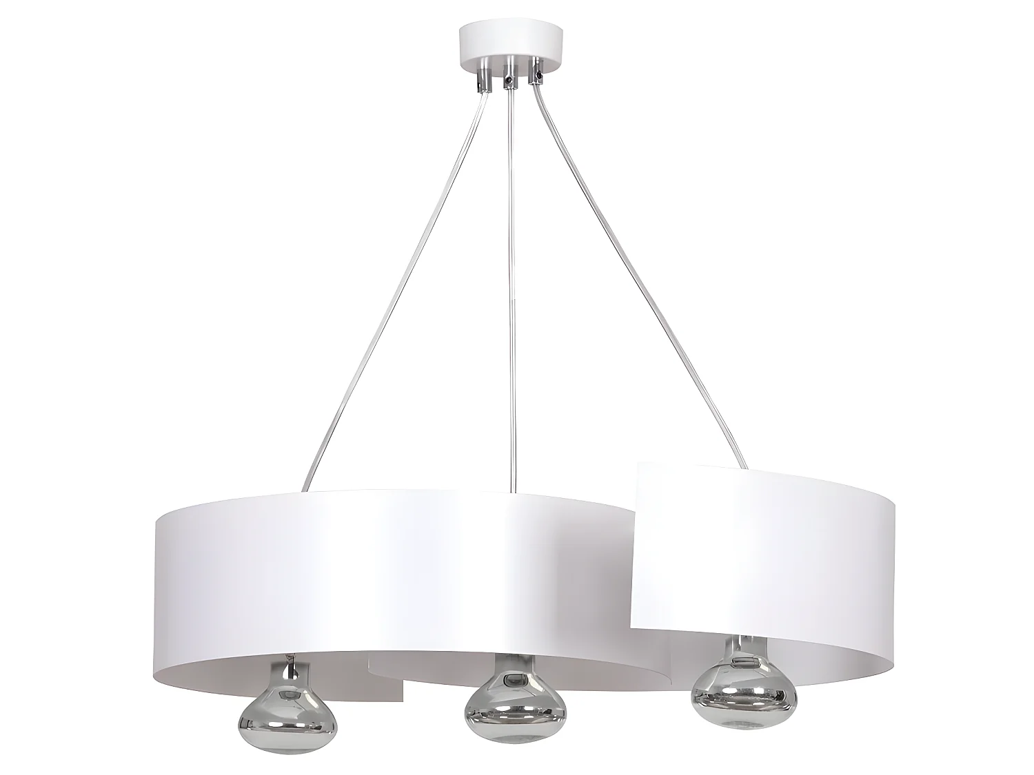 Lampada a sospensione moderna Bison con paralume in metallo curvato bianco 3 luci 3xE27