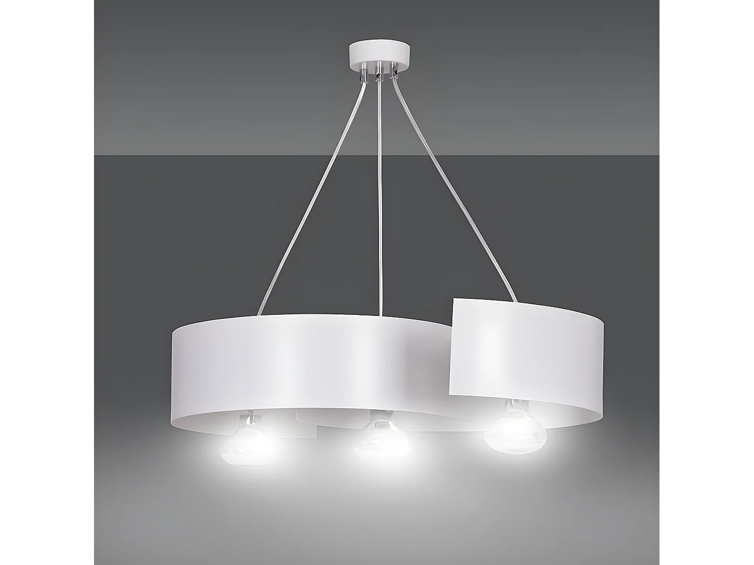 Moderne Bisón hanglamp met gebogen metalen kap bllanca 3 lichts 3xE27