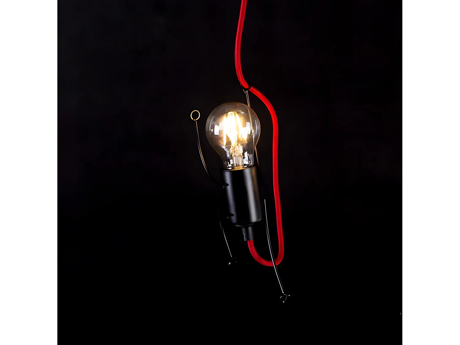 Candeeiro suspenso infantil Mime em metal preto com braços e cabo vermelho 1xE27 ø14cm