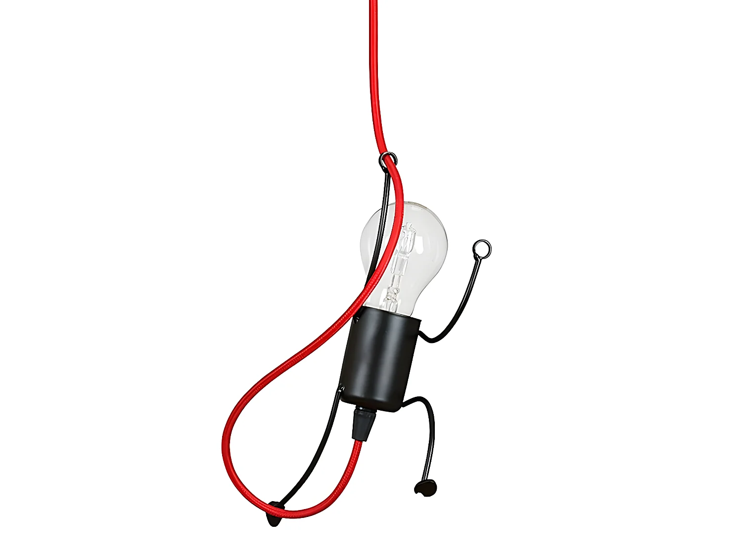 Suspension enfant Mime en métal noir avec bras et câble rouge 1xE27 ø14cm