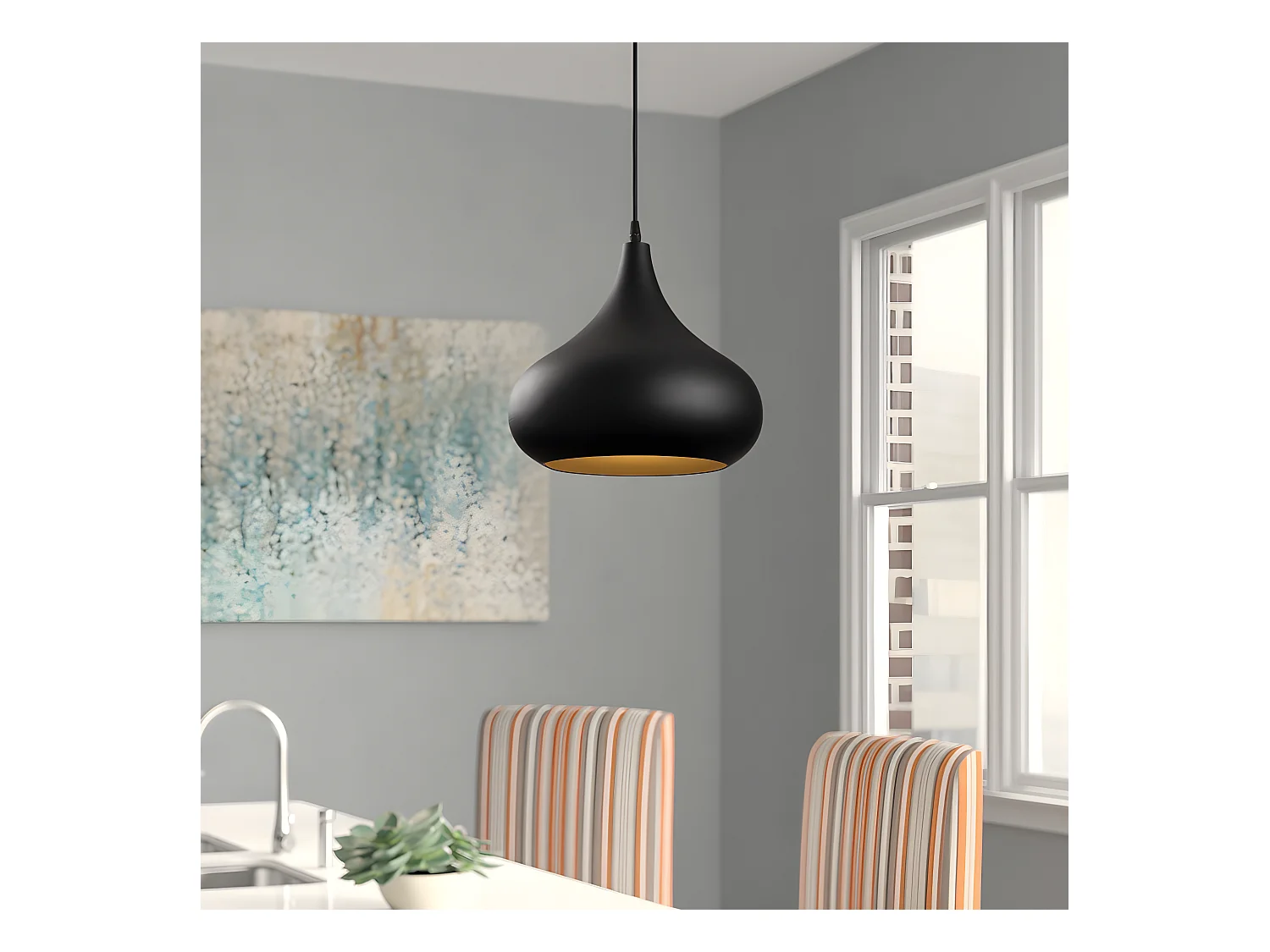 Suspension minimaliste Sami avec abat-jour en métal noir 1xE27 ø30cm