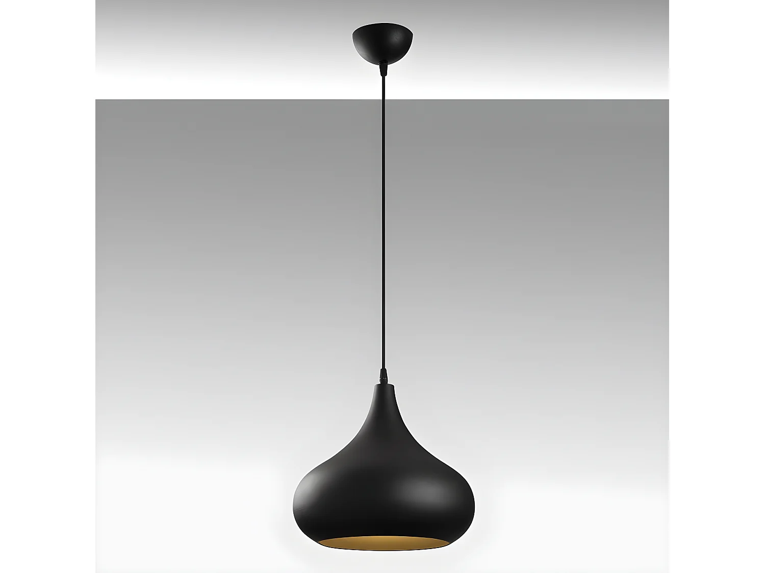 Minimalistische Hanglamp Sami met zwart metalen lampenkap 1xE27 ø30cm