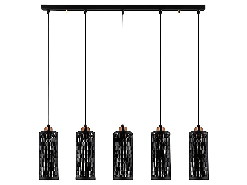Suspension moderne Marismo avec 5 abat-jour à grille noire 5xE27