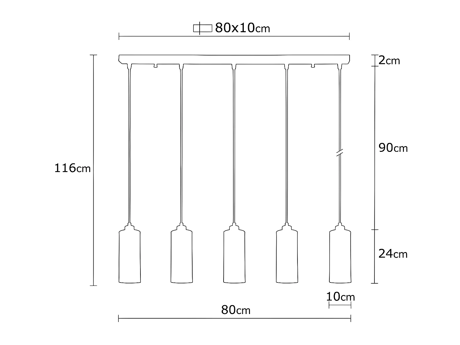 Moderne Pendelleuchte Marismo mit 5 schwarzen Gitterschirmen 5xE27