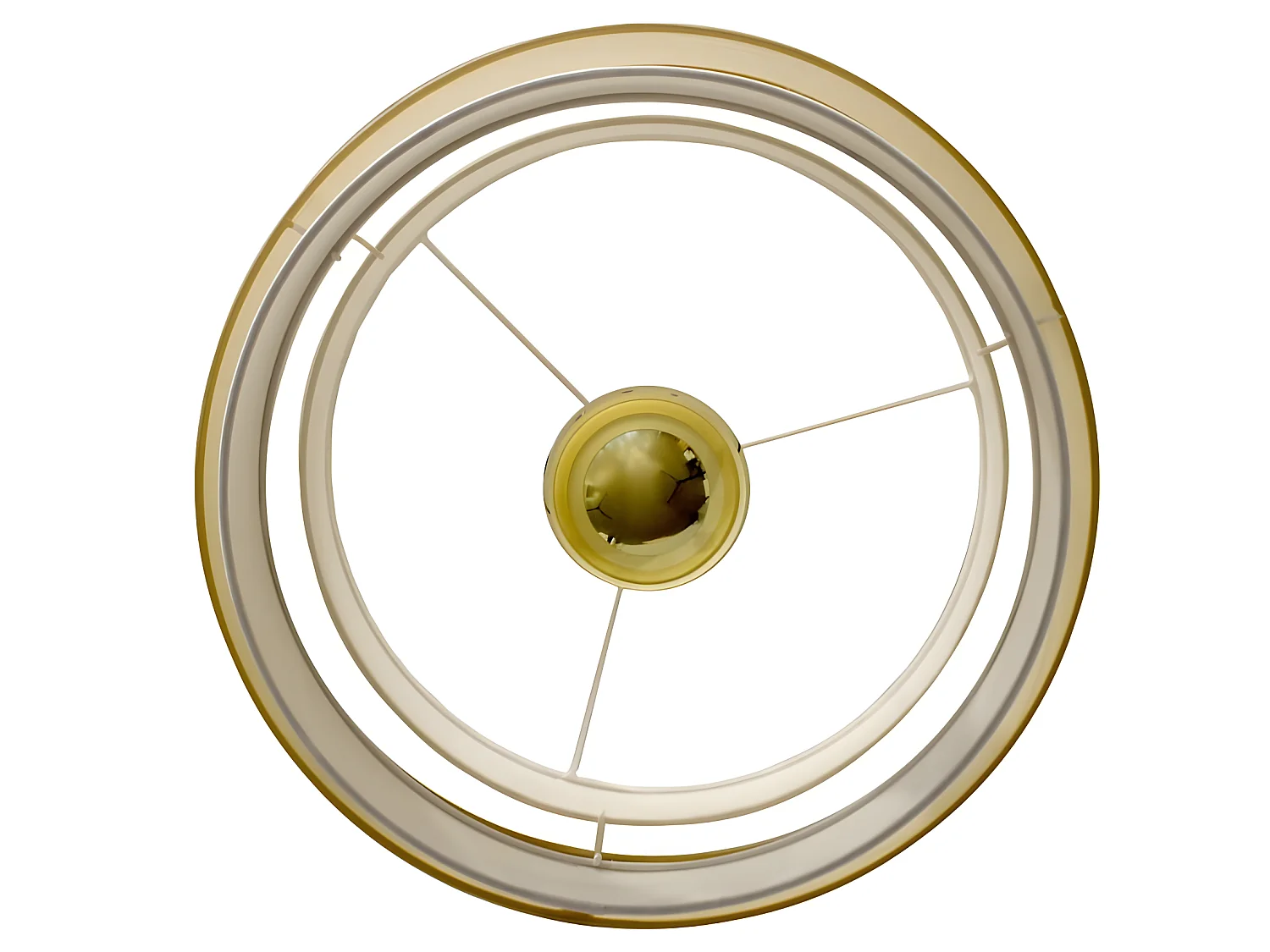 Hanglamp Menida met witte linnen lampenkap en gouden streep 1xE27 ø40cm