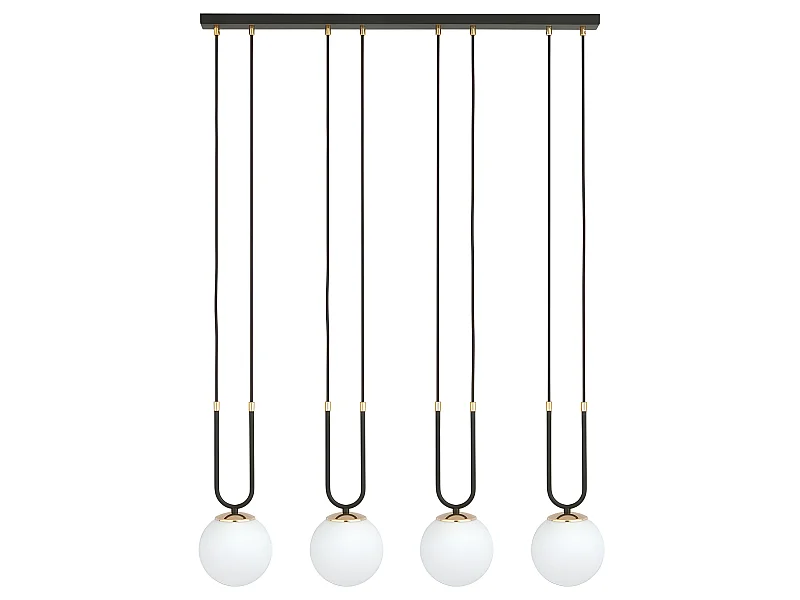 Megan zwarte hanglamp met gouden details en 4 glazen bollen 4xE14