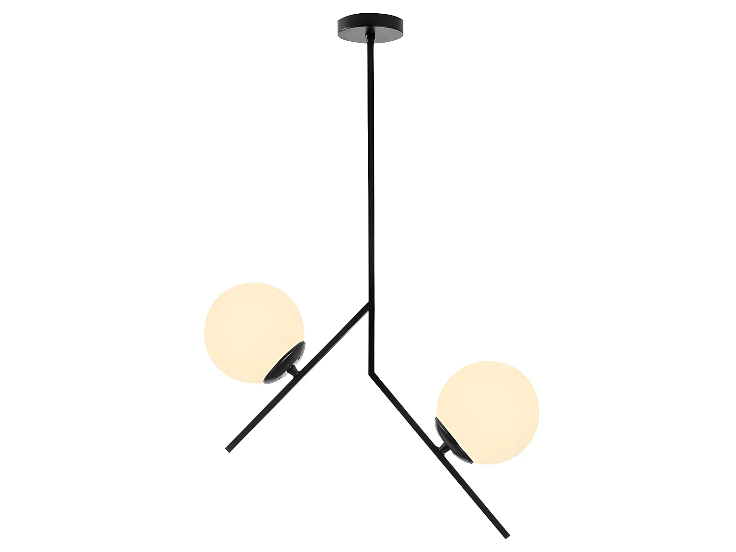 Zwarte Plafondlamp Escott met 2 glazen bollen in Scandinavische stijl 2xE27