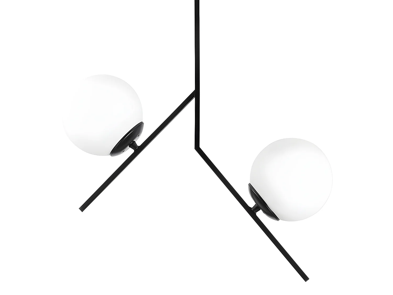 Zwarte Plafondlamp Escott met 2 glazen bollen in Scandinavische stijl 2xE27