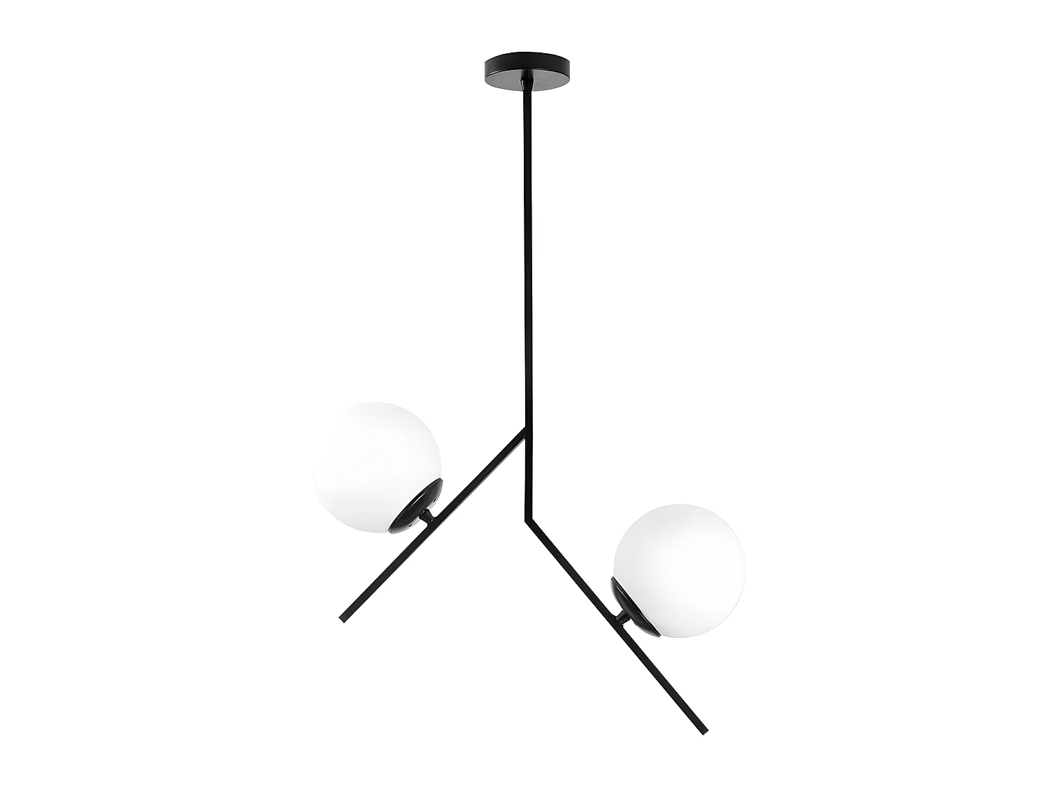 Plafonnier noir Escott avec 2 sphères en verre style nordique 2xE27