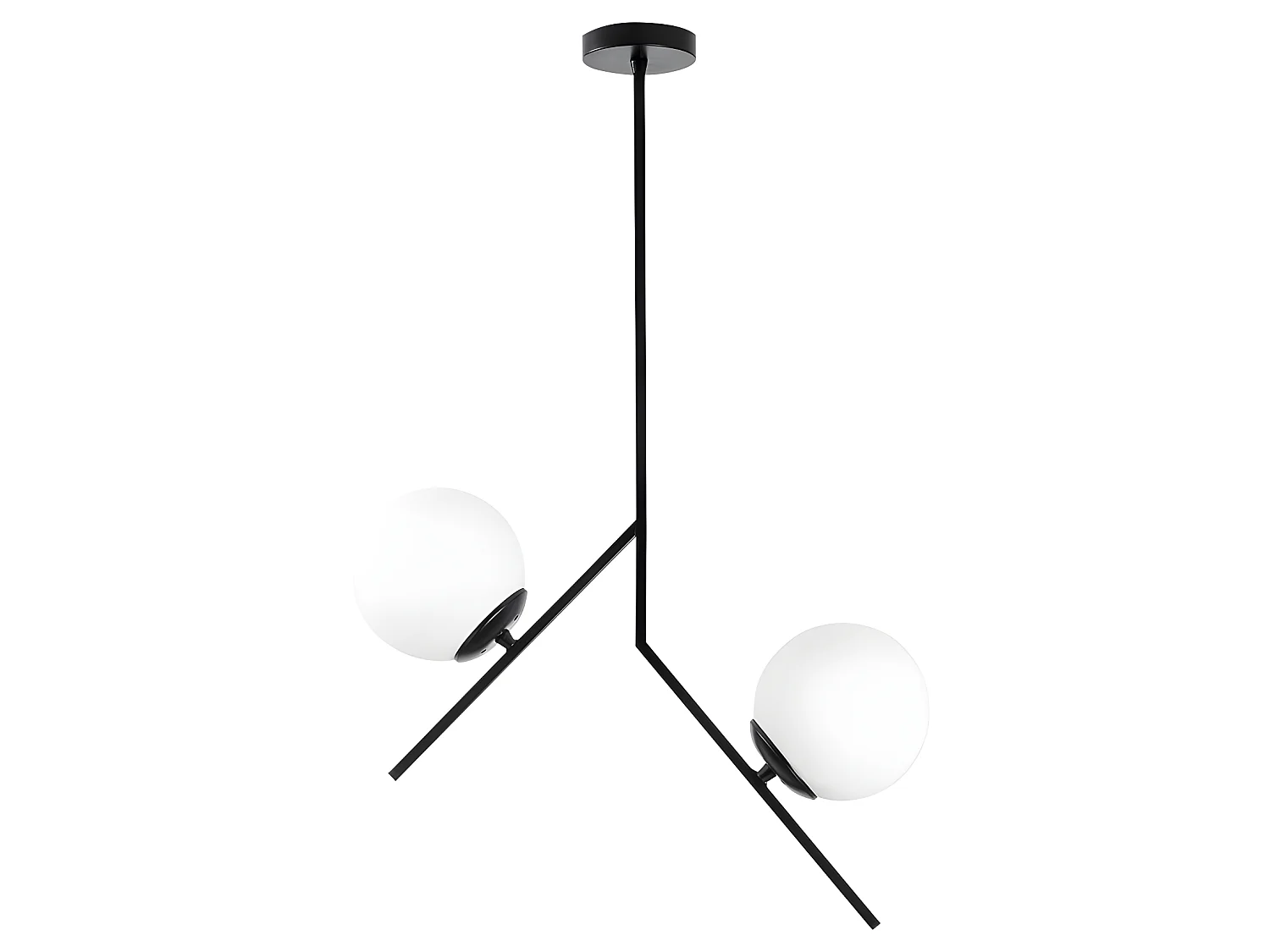 Plafonnier noir Escott avec 2 sphères en verre style nordique 2xE27