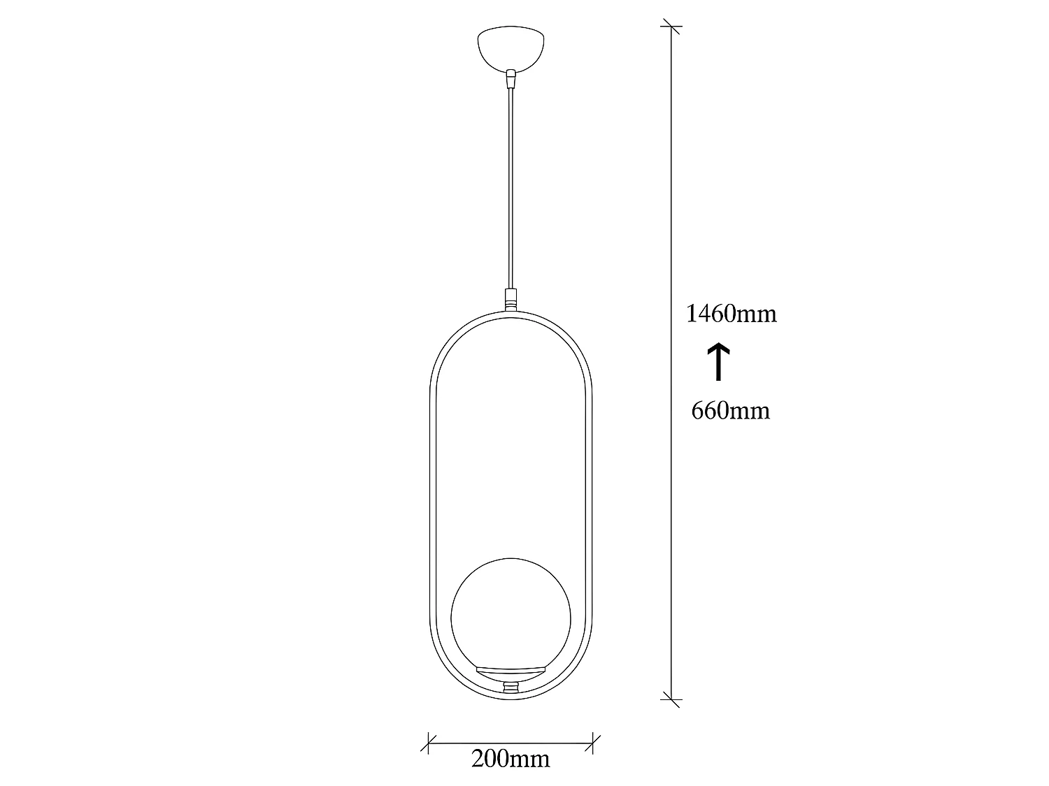 Suspension moderne Garet avec sphère en verre 1xE27