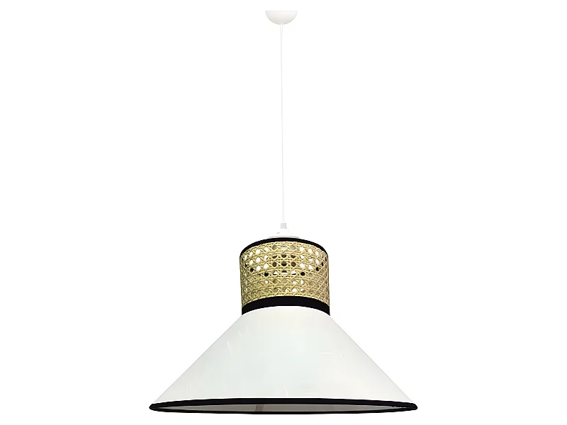 Lámpara colgante Marcanda natural con pantalla de lino blanco y rafia 1xE27 ø40cm