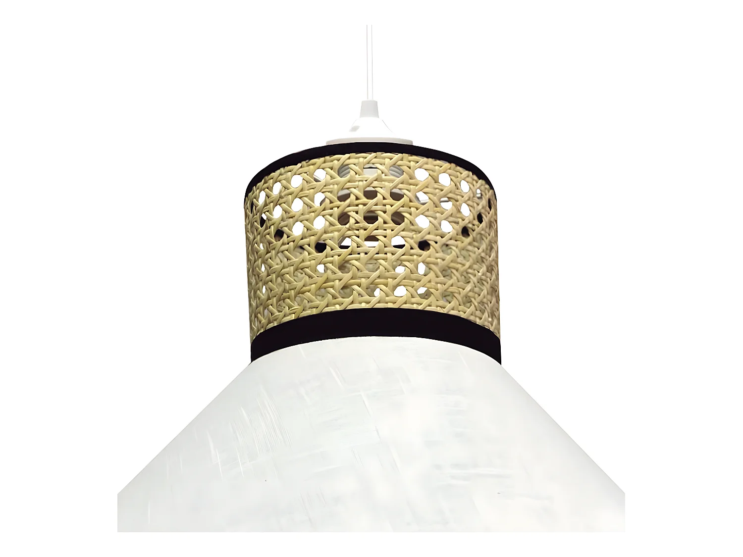Candeeiro suspenso natural Marcanda com abajur de linho branco e ráfia 1xE27 ø40cm