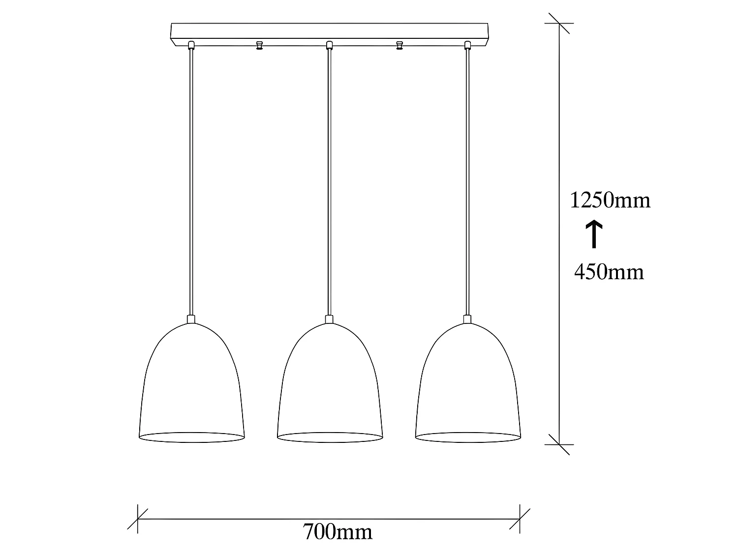 Lineaire Hanglamp Asney met 3 lampenkappen in antiek goud reliëfeffect 3xE27