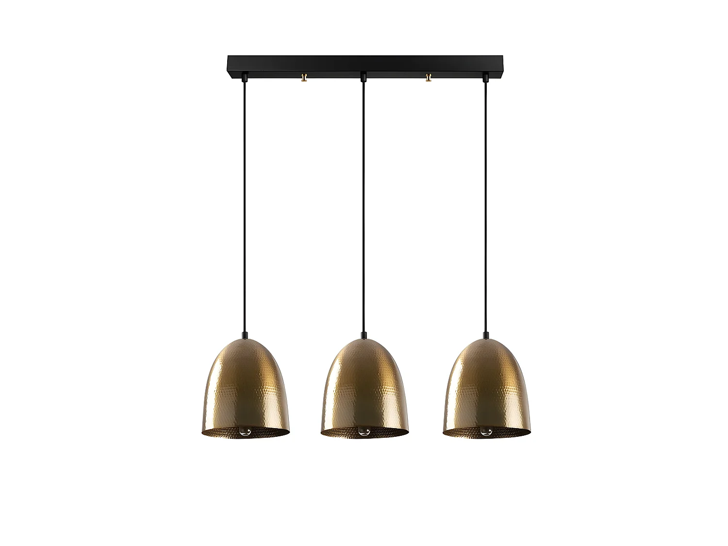 Suspension linéaire Asney avec 3 abat-jour effet relief doré antique 3xE27