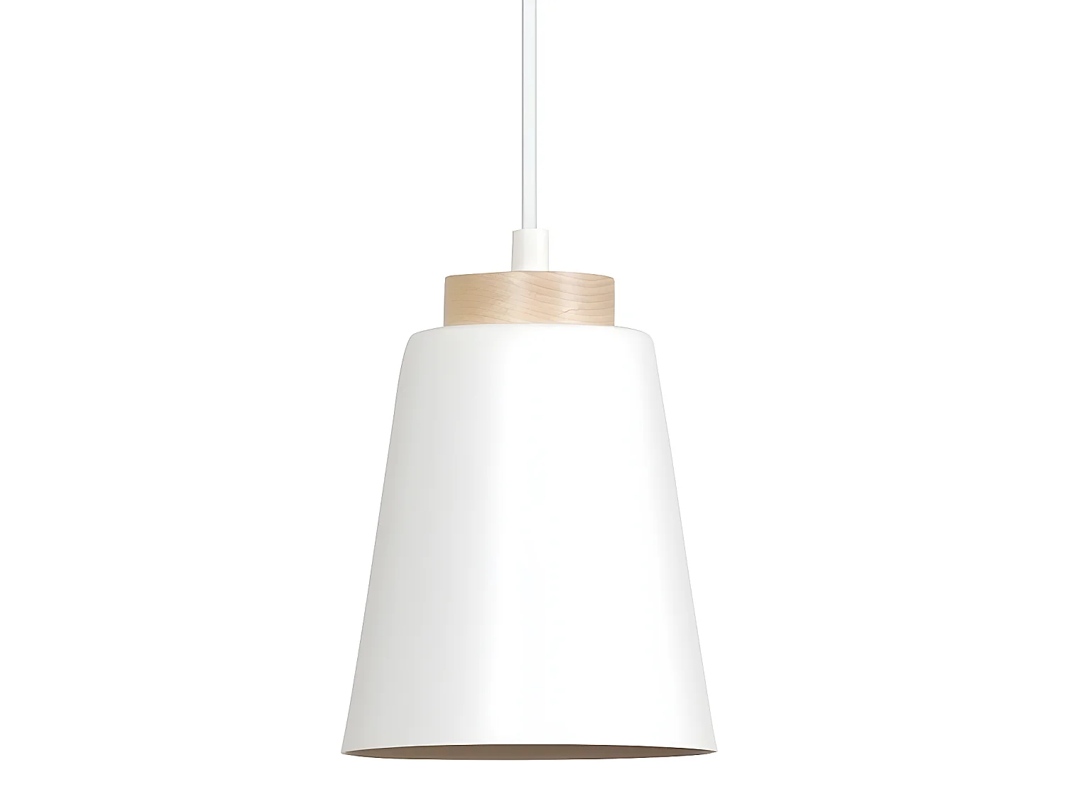 Nordic - Pendelleuchte Lasso mit weißem Lampenschirm und Holzdetail 1xE27 ø14cm