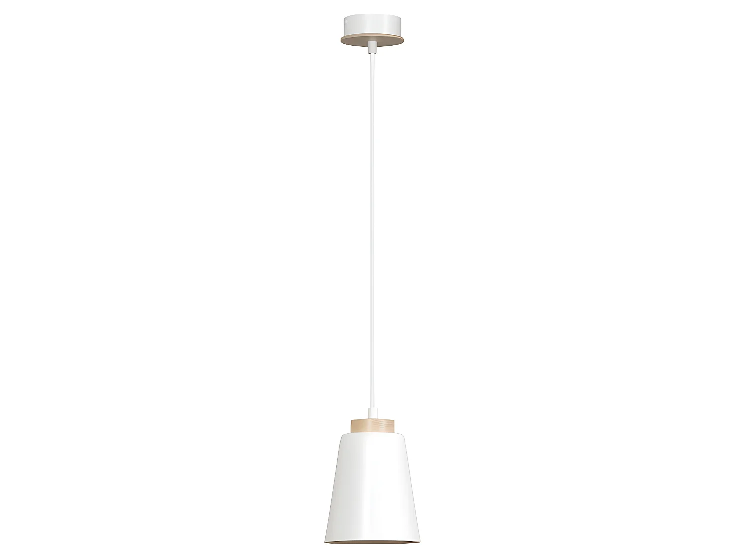 Suspension Nordic Lasso avec abat-jour blanc et détail en bois 1xE27 ø14cm