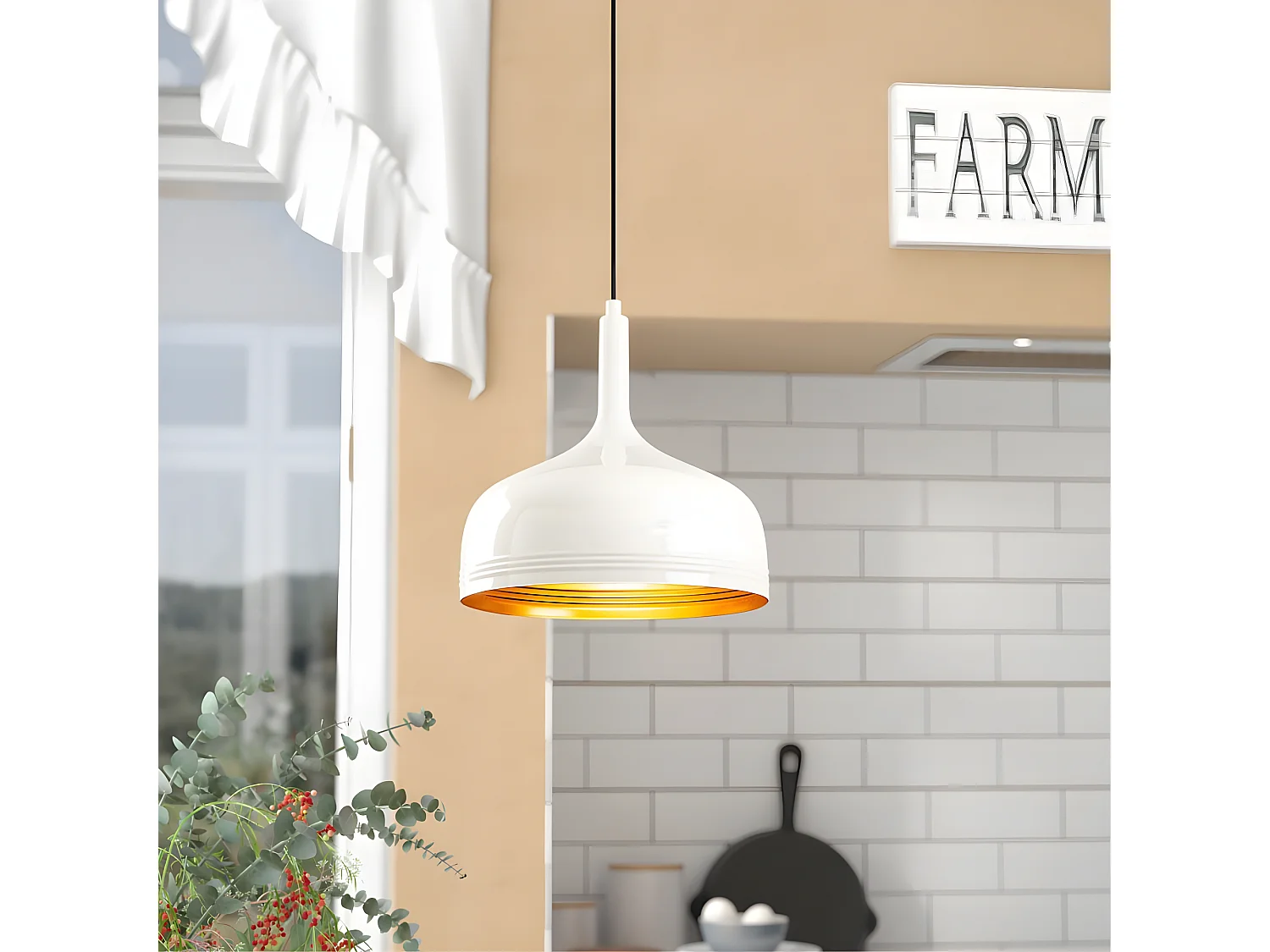 Nordic - Deckenleuchte Harvey mit weißem Schirm und goldenem Innenleben 1xE27 ø30cm