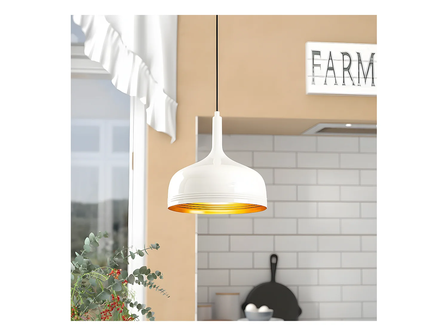 Plafonnier nordic Harvey avec abat-jour blanc et intérieur doré 1xE27 ø30cm