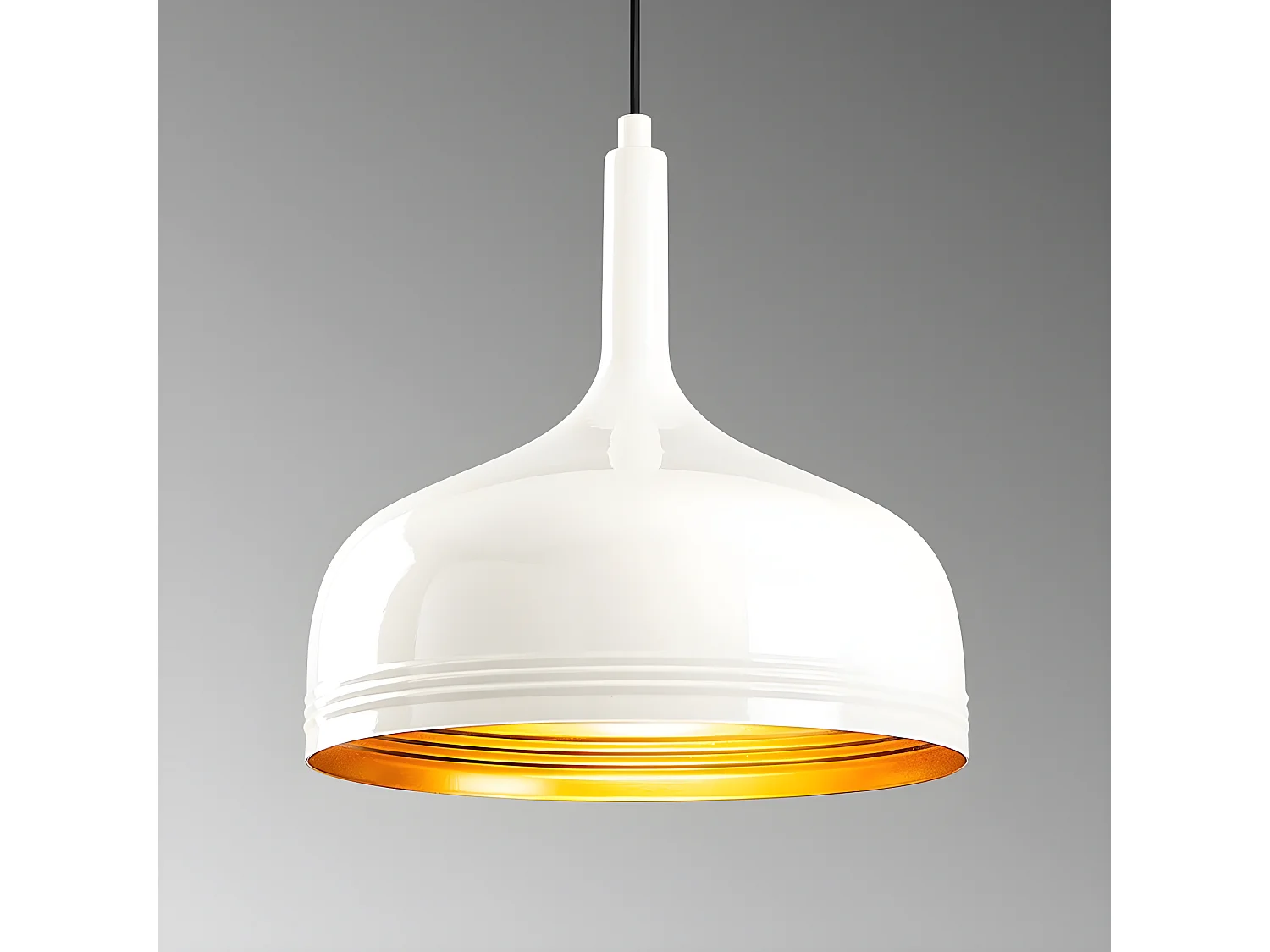 Harvey Nordic plafondlamp met witte kap en gouden interieur 1xE27 ø30cm