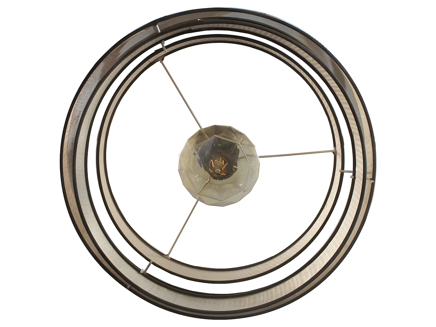 Suspension Sira faite main avec abat-jour en lin marron et rotin naturel 1xE27 ø40cm