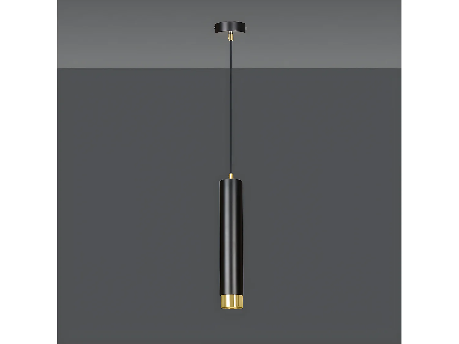 Hanglamp Mura met zwart en goud cilindrische lampenkap 1xGU10 ø8cm