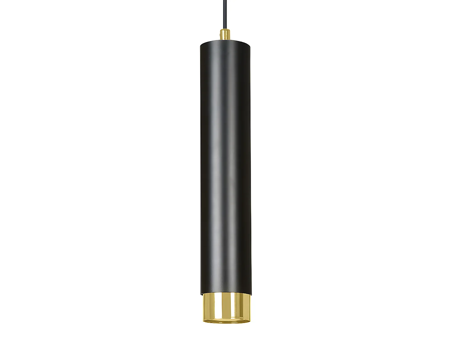 Hanglamp Mura met zwart en goud cilindrische lampenkap 1xGU10 ø8cm
