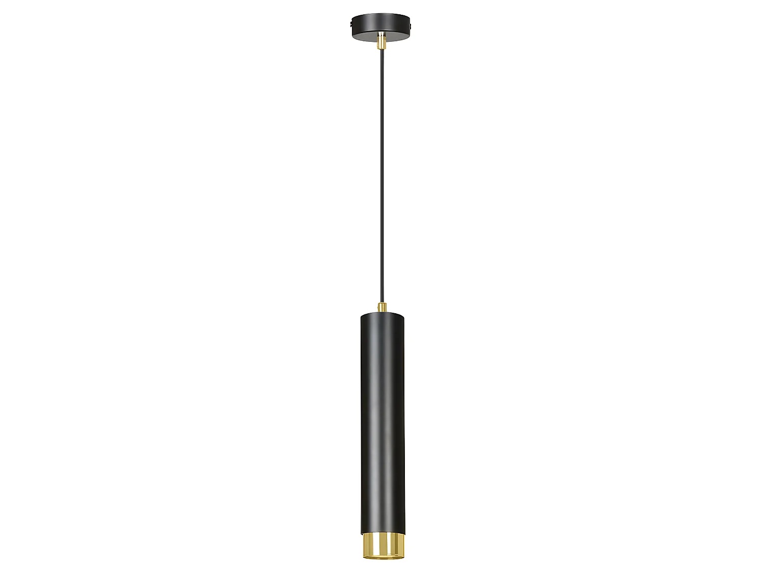 Suspension moderne Mura avec abat-jour cylindrique noir et doré 1xGU10 ø8cm