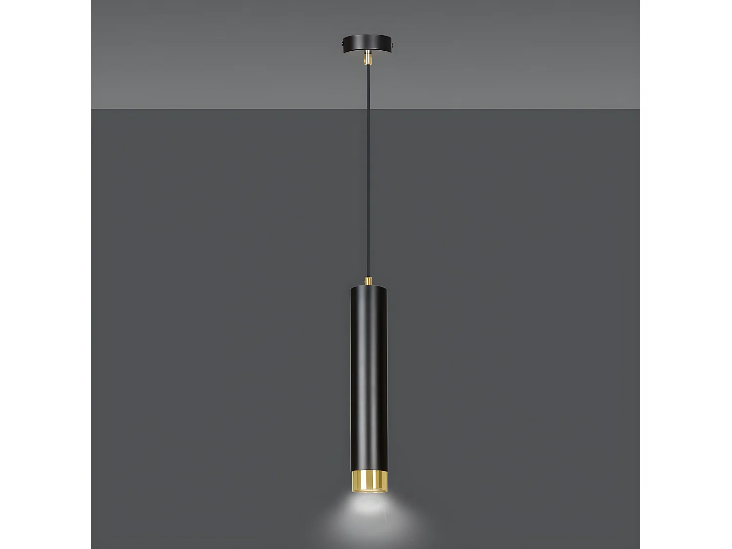 Suspension moderne Mura avec abat-jour cylindrique noir et doré 1xGU10 ø8cm