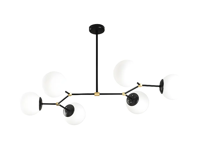 Candeeiro de teto preto nórdico Mulen com 6 bolas de vidro 6xE27