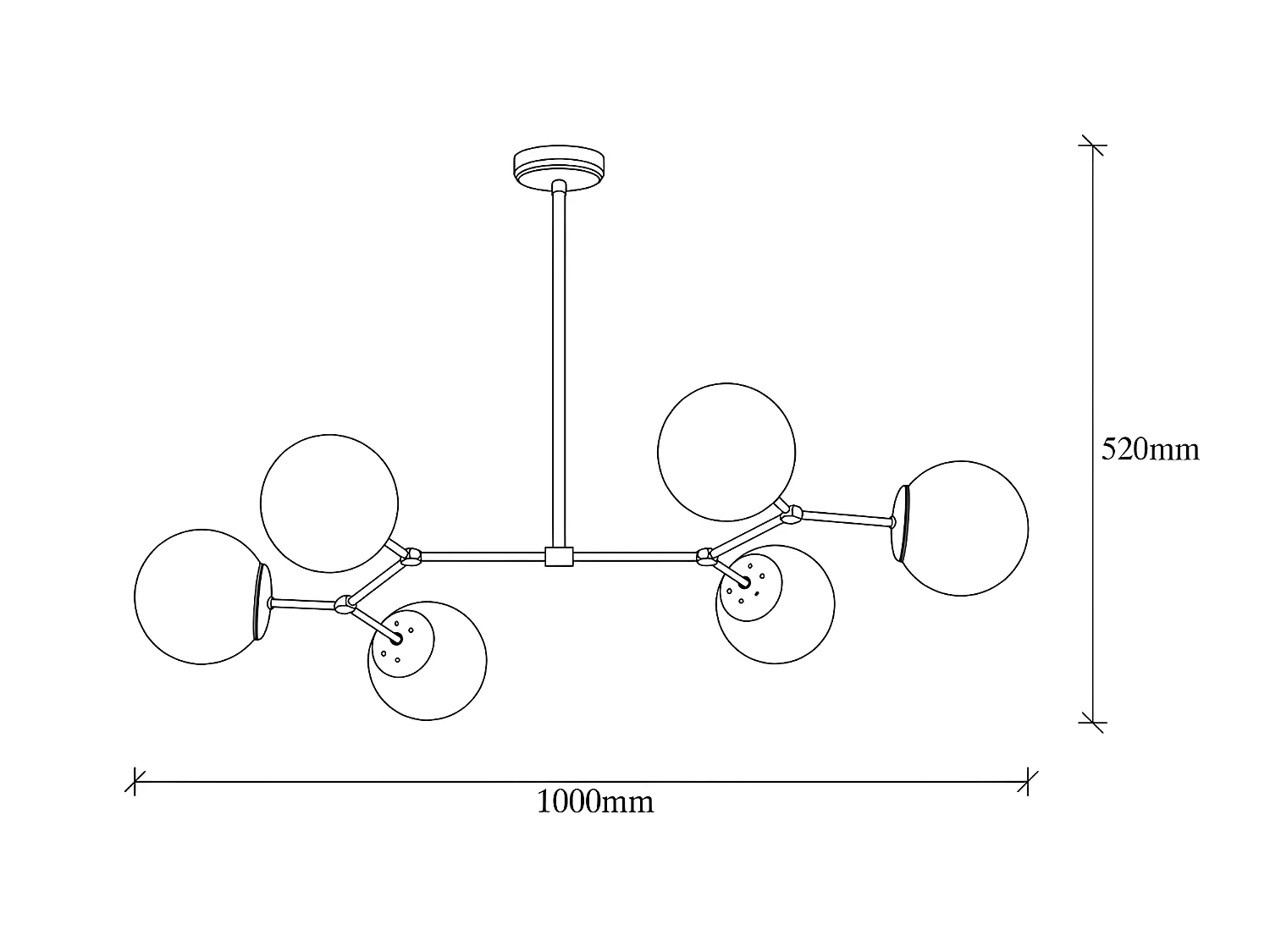 Schwarze Deckenleuchte Mulen im nordischen Stil mit 3 Glaskugeln 3xE27