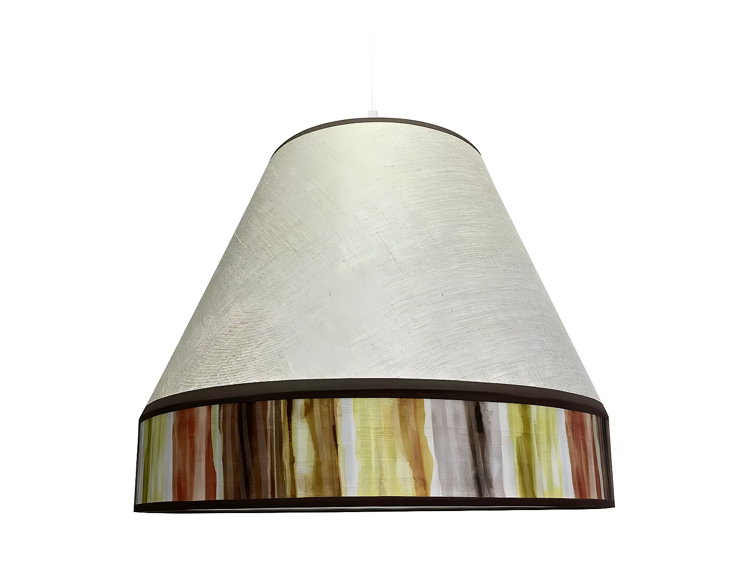 Suspension Susa faite main avec abat-jour en tissu beige et multicolore 1xE27 ø45cm