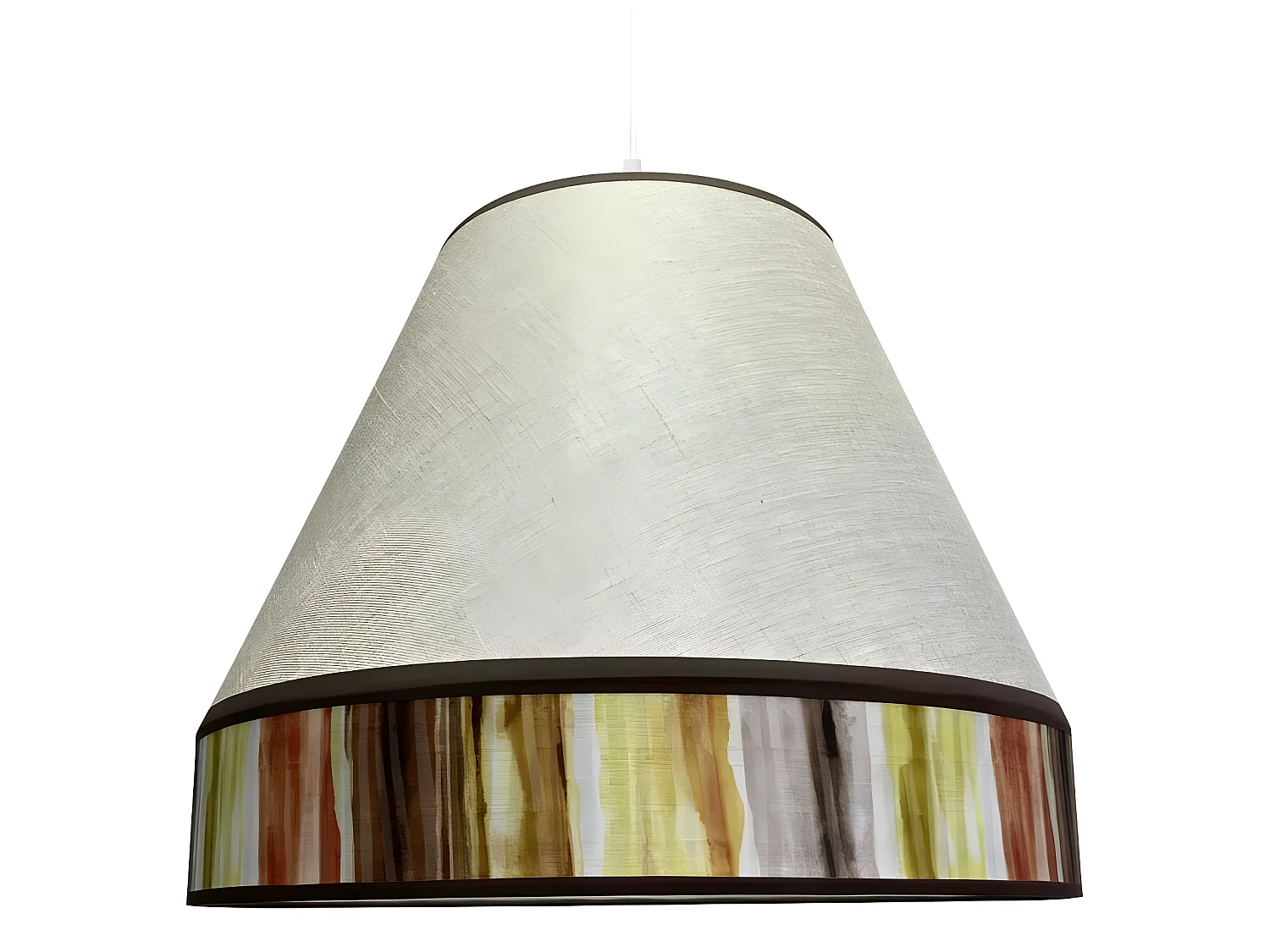 Suspension Susa faite main avec abat-jour en tissu beige et multicolore 1xE27 ø45cm