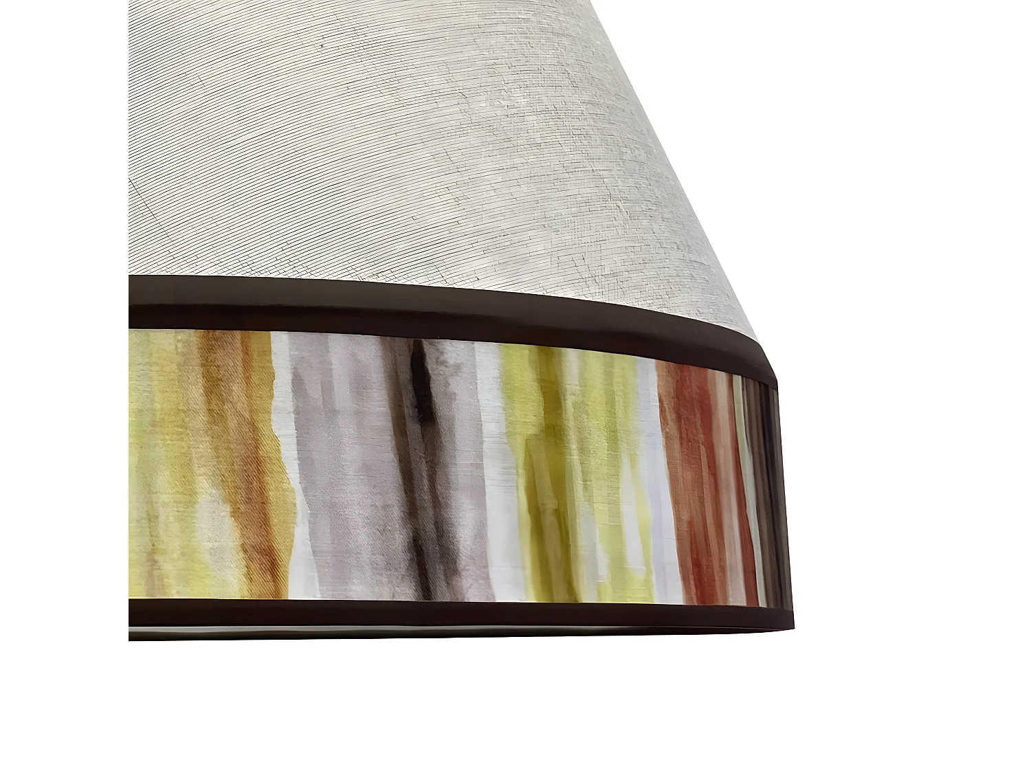 Suspension Susa faite main avec abat-jour en tissu beige et multicolore 1xE27 ø45cm