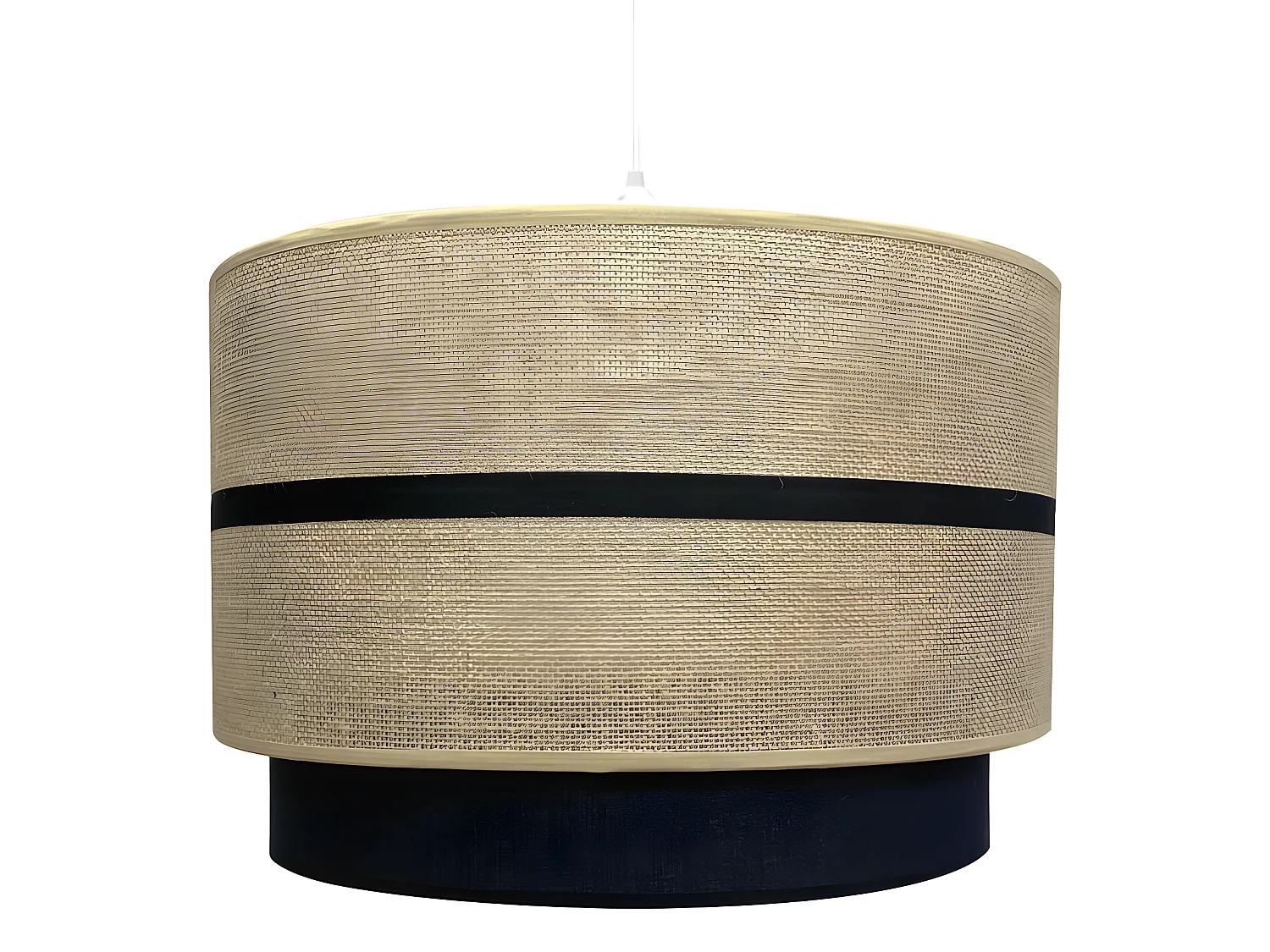 Pendelleuchte Nimura mit Leinenschirm und schwarzem Sack 1xE27 ø40cm