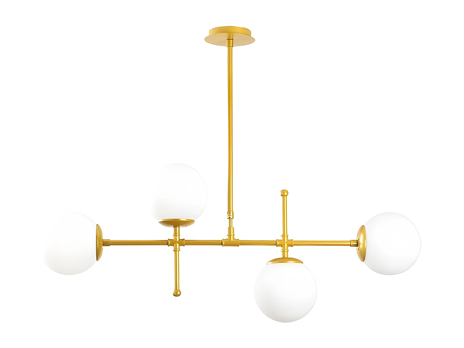 Candeeiro de teto Garet Nordic dourado com 4 bolas de vidro 4xE27