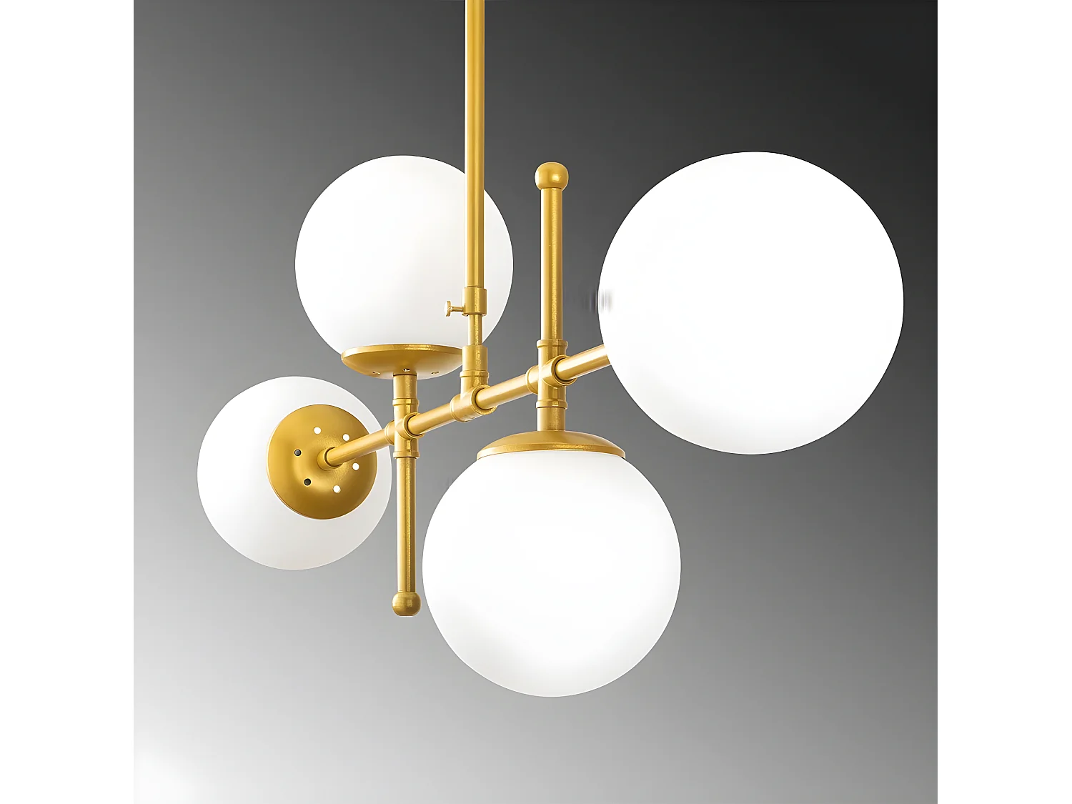 Candeeiro de teto Garet Nordic dourado com 4 bolas de vidro 4xE27