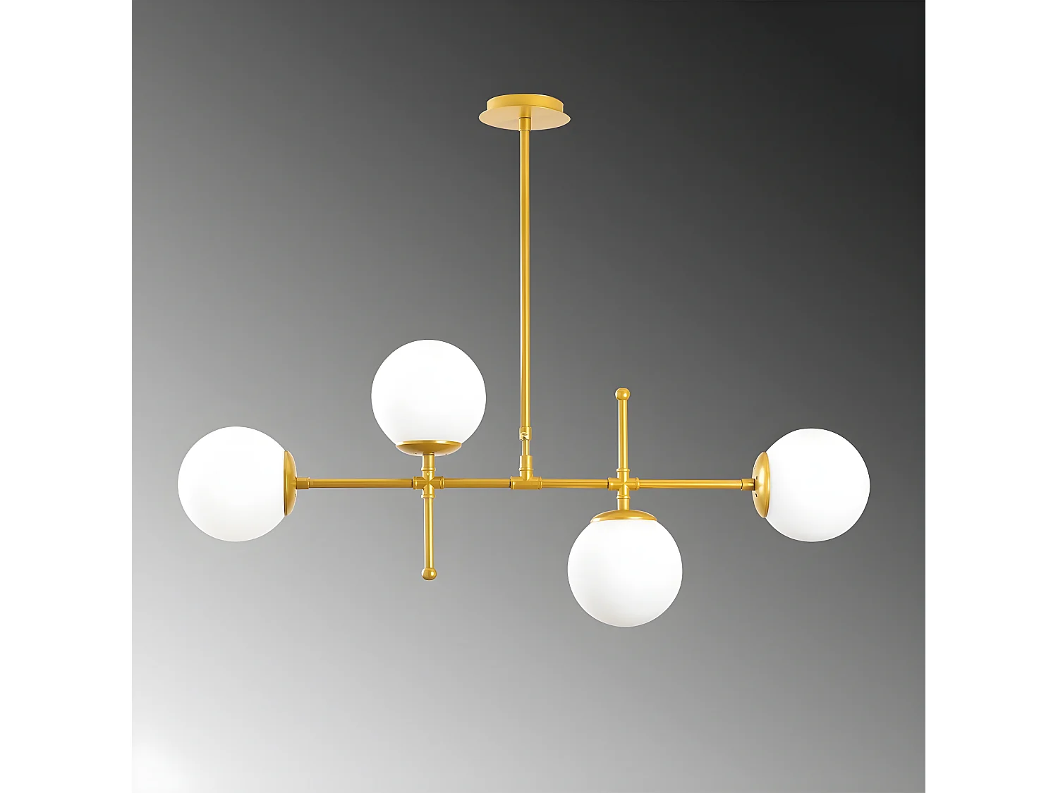 Candeeiro de teto Garet Nordic dourado com 4 bolas de vidro 4xE27