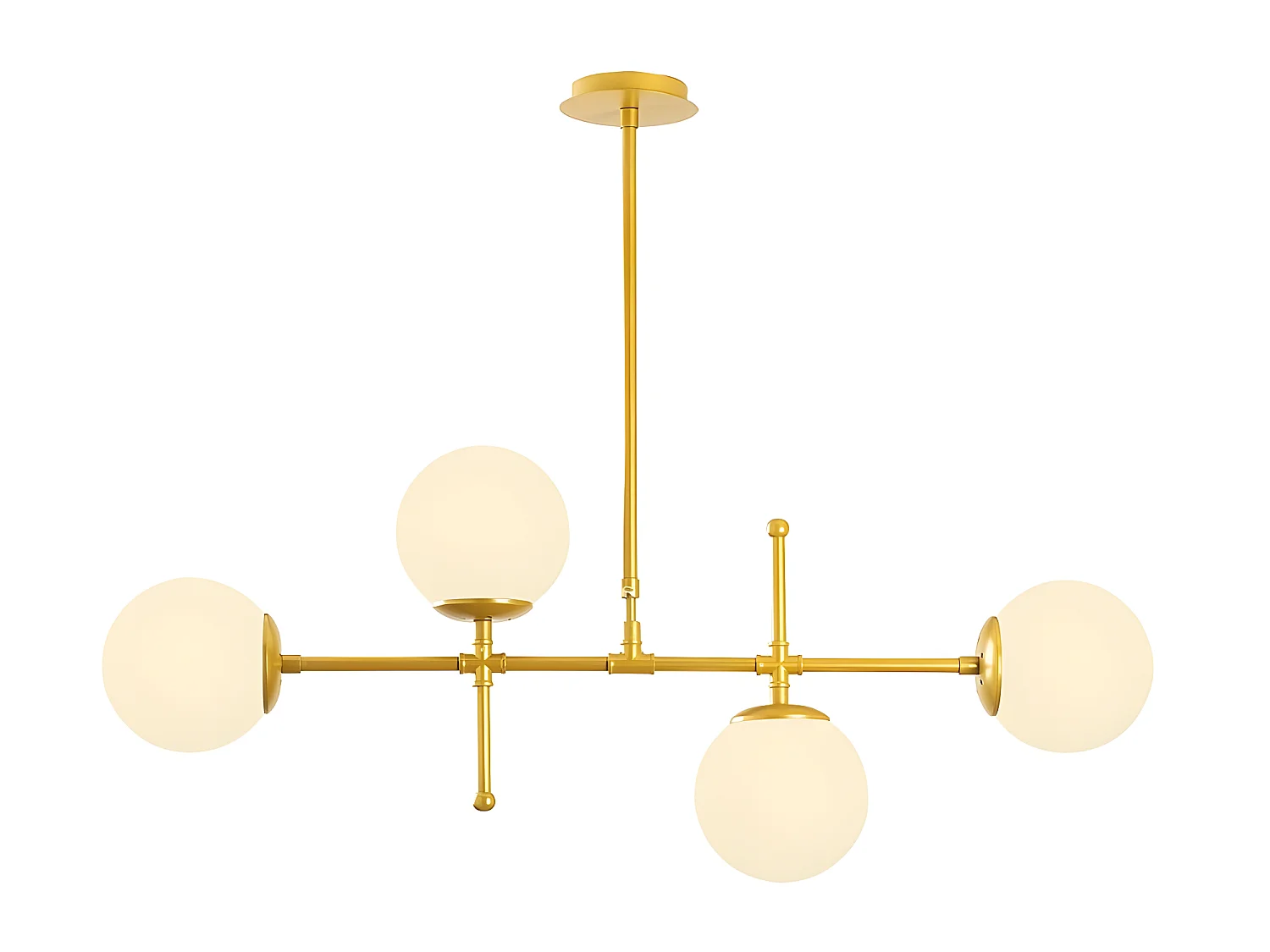 Candeeiro de teto Garet Nordic dourado com 4 bolas de vidro 4xE27