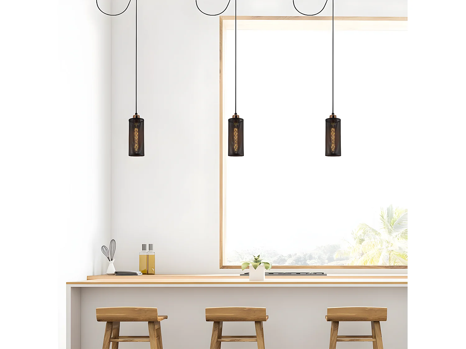 Suspension avec câble coulissant et abat-jour cylindrique noir 1xE27 ø10cm