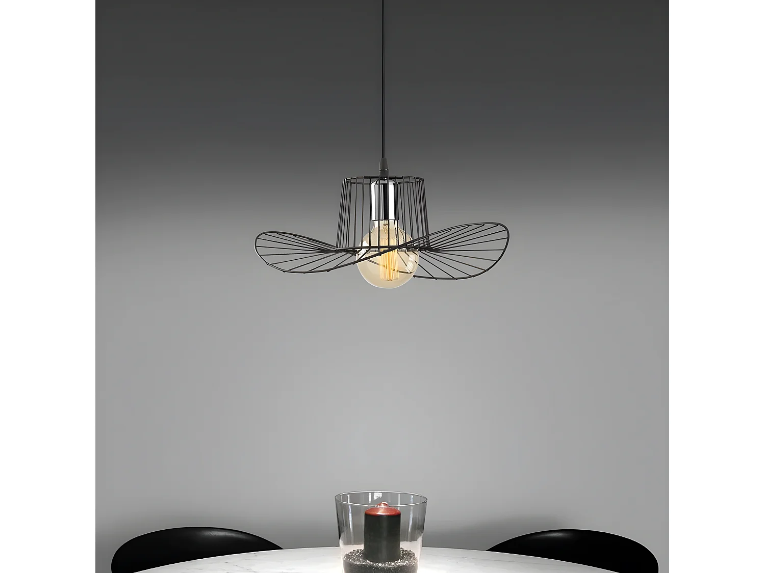 Pendelleuchte Beja im modernen Stil aus schwarzem Metall 1xE27 ø38cm